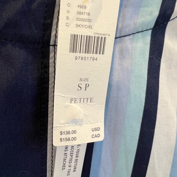 NWT new SP small petite Anthropologie Maeve Emmy swing dress blue stripe pockets - Picture 6 of 17